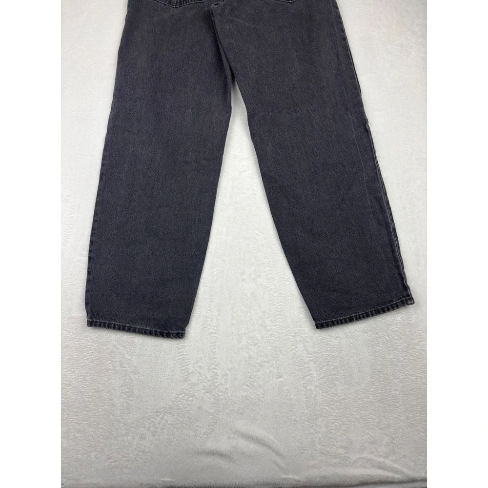 Levis Premium Baggy Dad Mens 29x32 Jeans Washed Fuzzy Black Faded Denim Wide Fit